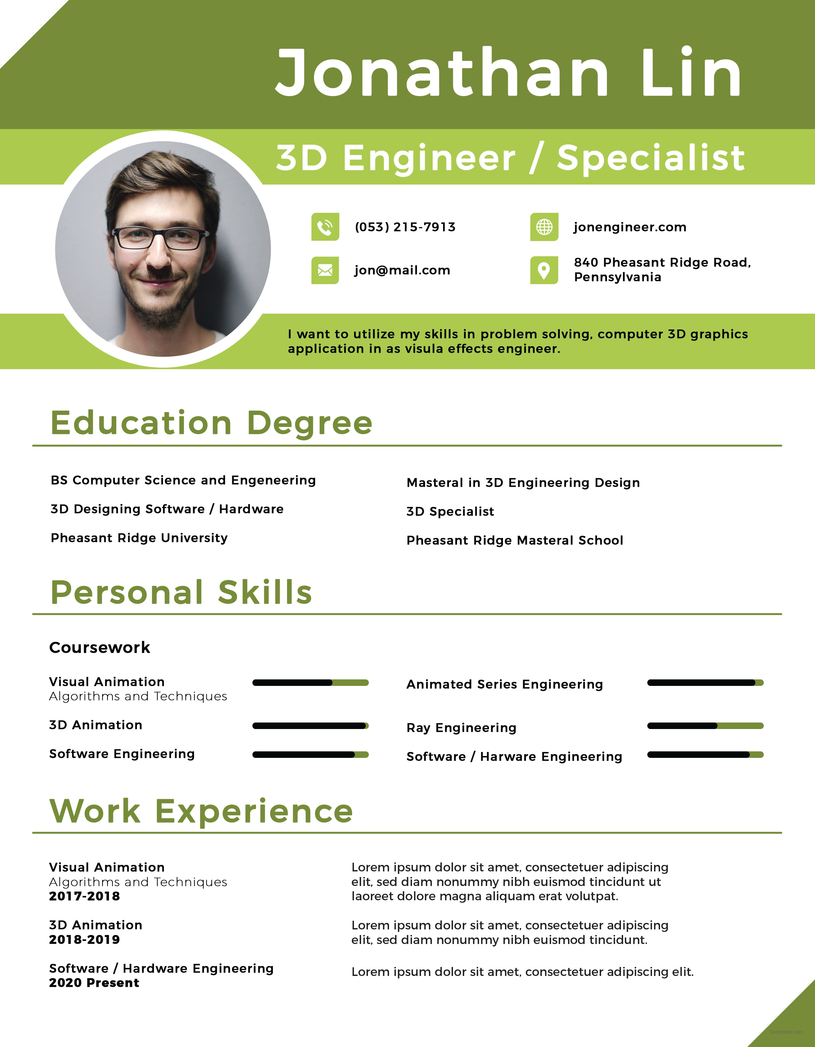 Free Engineering Student Fresher Resume Template in Adobe