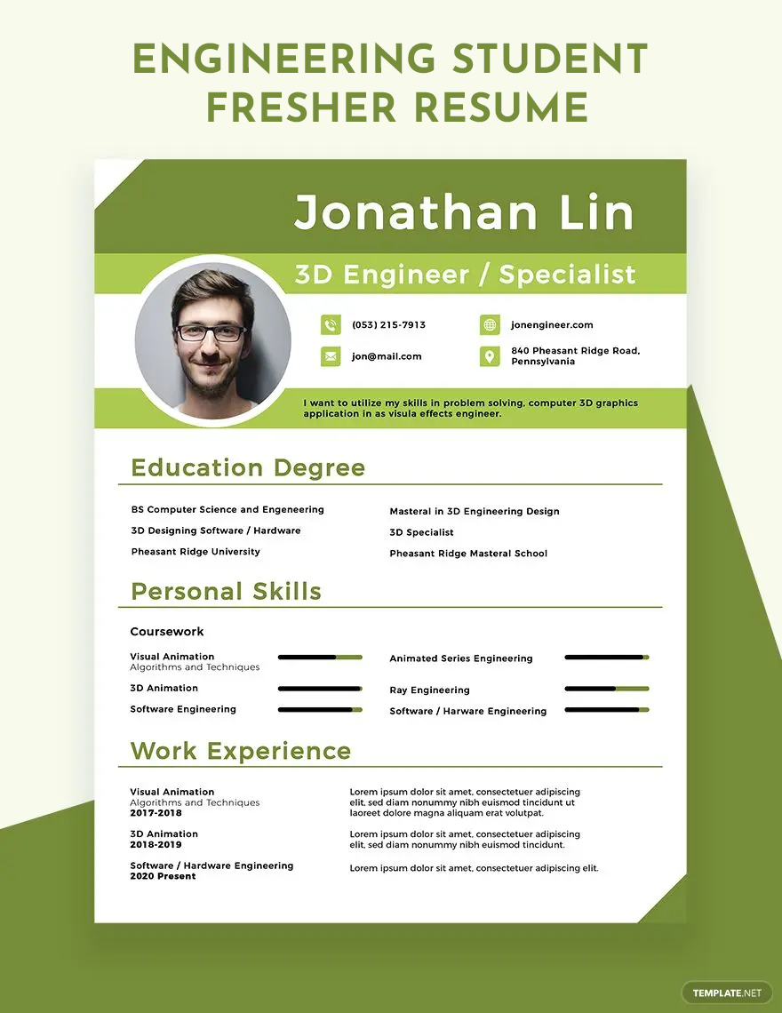 Engineering Student Fresher Resume