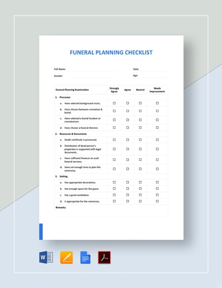 planning checklists