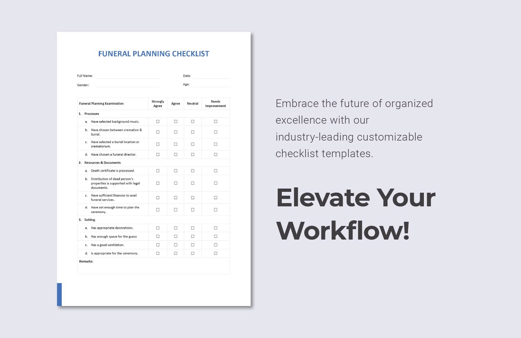 Funeral Planning Checklist Template