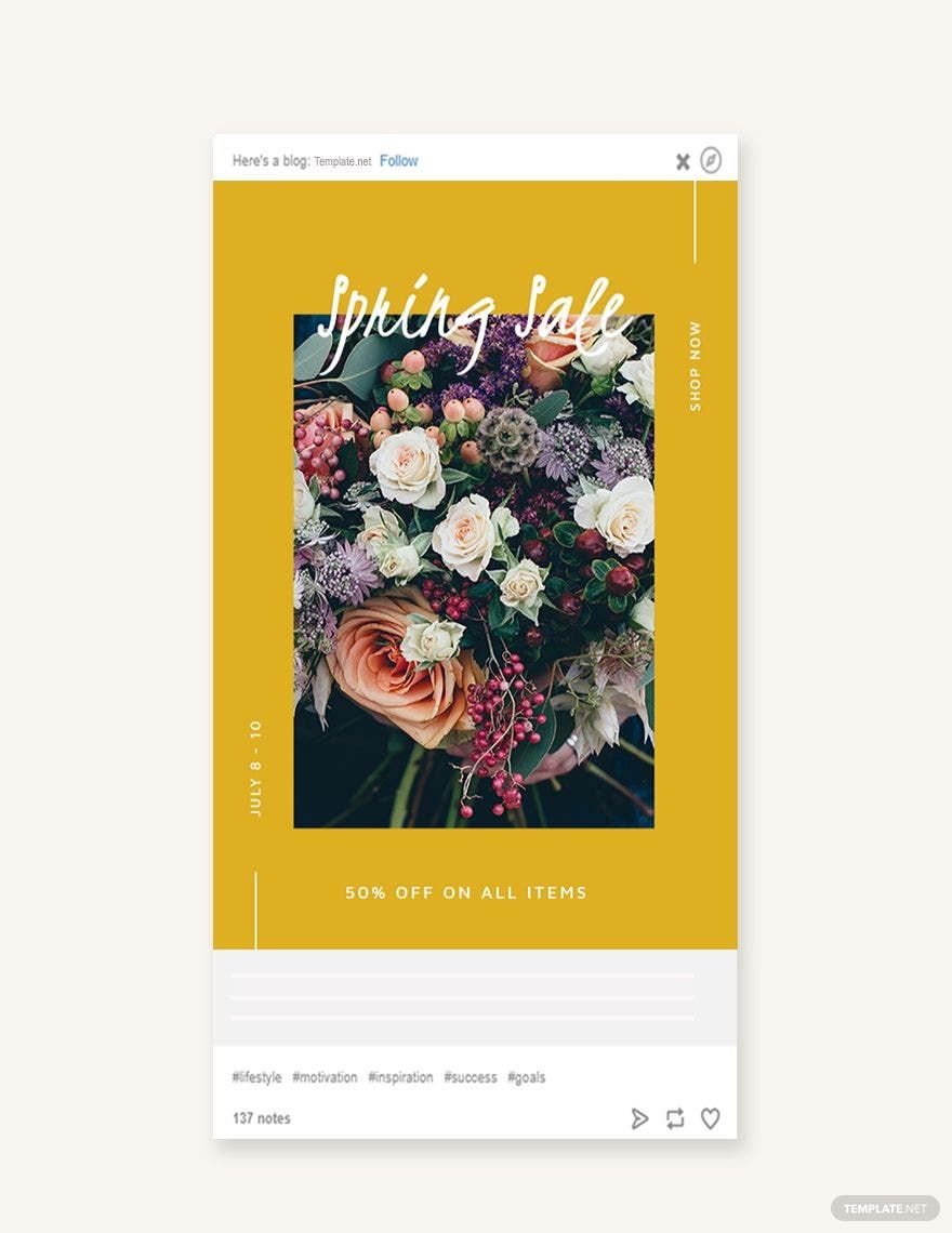 Spring Sale Tumblr Post Template in PSD