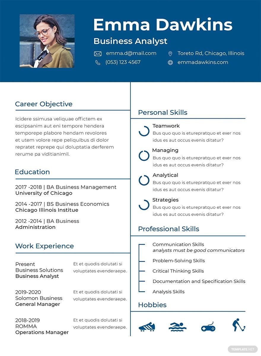 Basic Analyst Resume in Word, PSD, Apple Pages