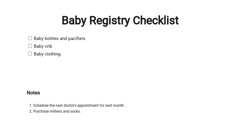 8+ Baby Checklist Templates - Free Downloads | Template.net