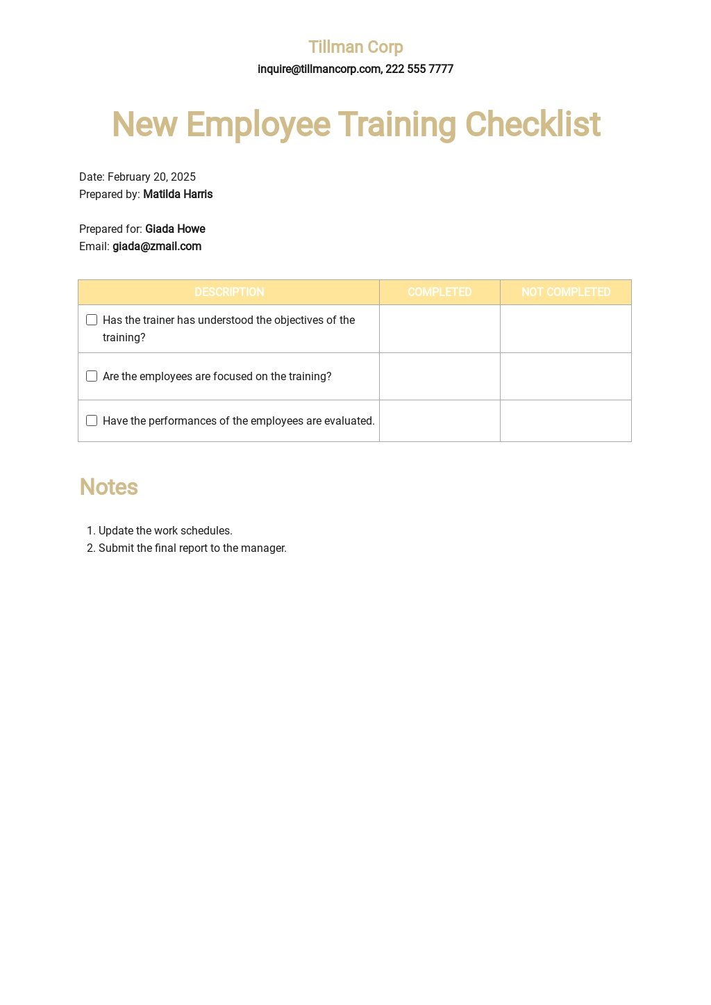 FREE Employee Checklist Templates in Microsoft Word (DOC) | Template.net