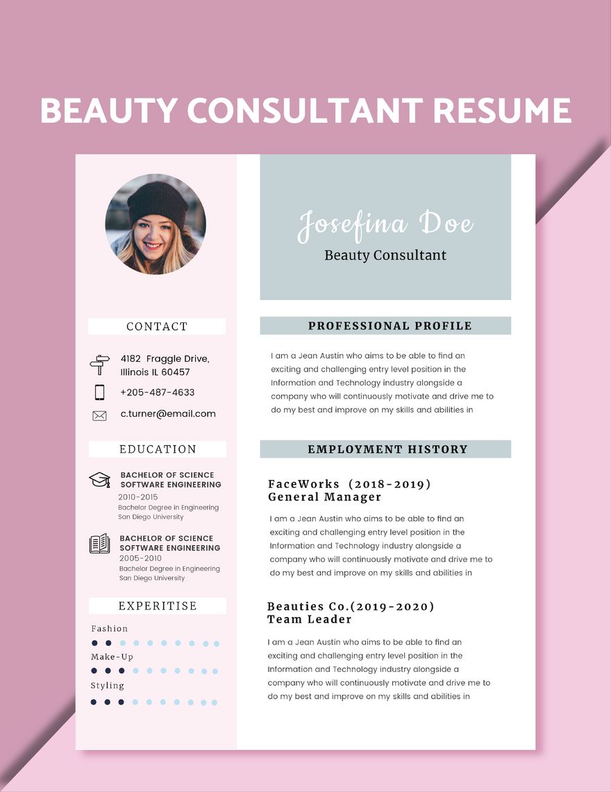 Beauty Consultant Resume