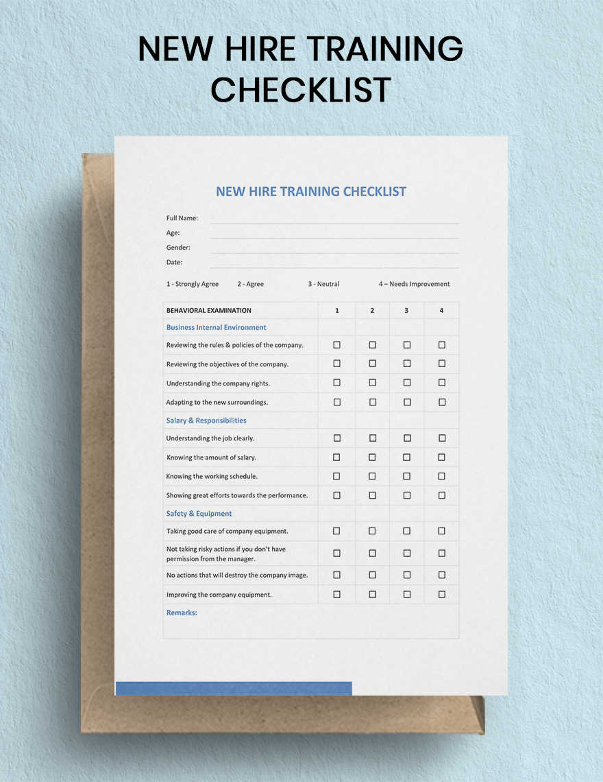 New Hire Training Checklist Template