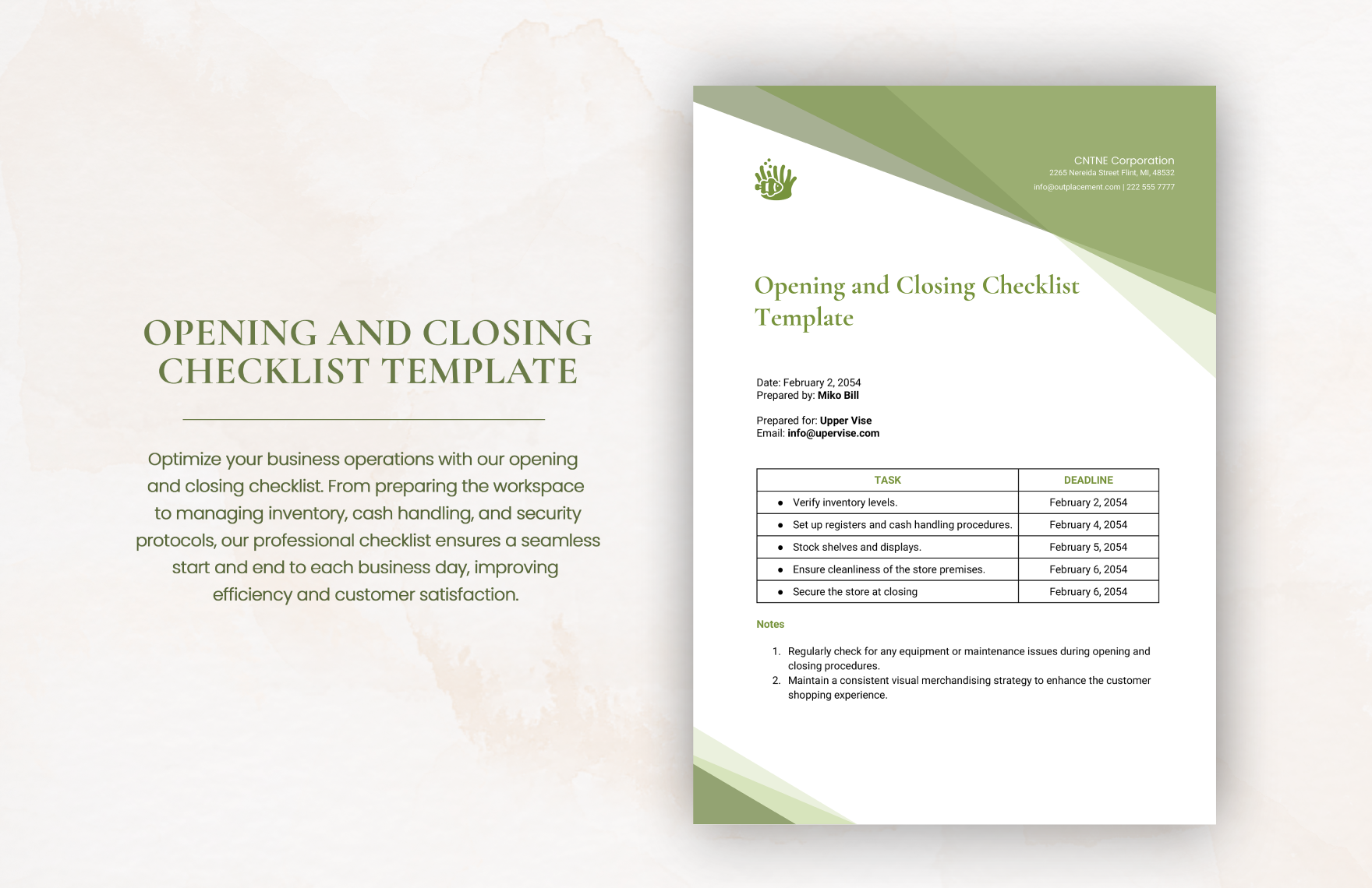 Free Opening And Closing Checklist Template Download In Word Google 