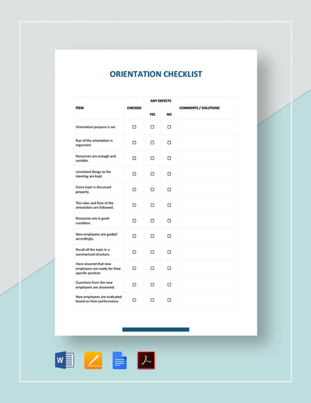 Orientation Schedule Template Word