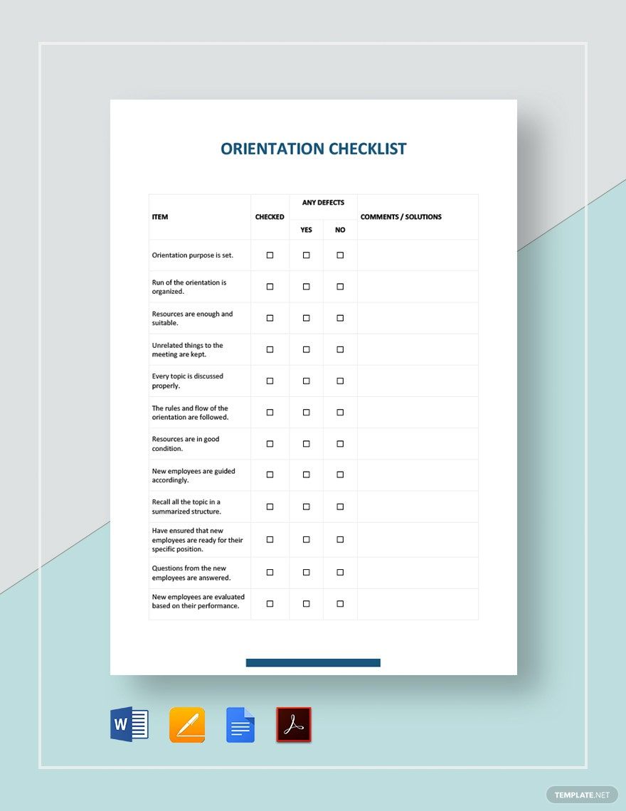 Orientation Checklist Template