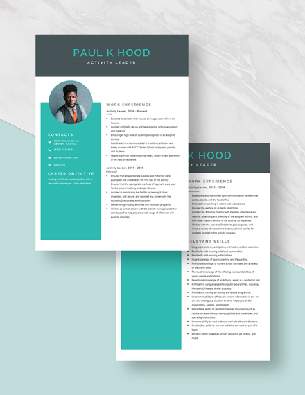 Activity Leader Resume Template Download