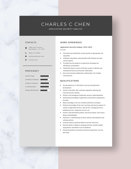 Application Security Analyst Resume Template