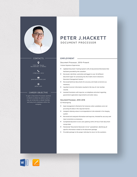 Document Control Assistant Resume Template [Free Pages] - Word, Apple ...