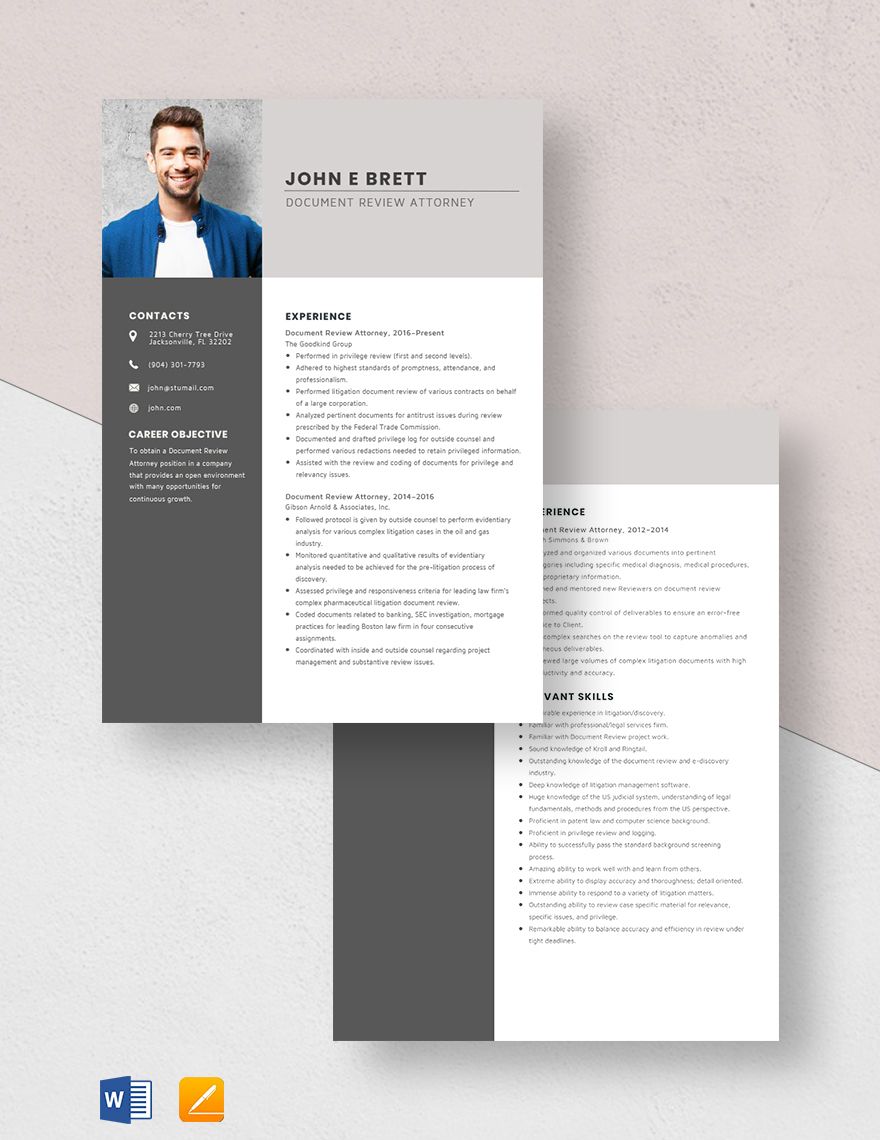 Document Review Attorney Resume
