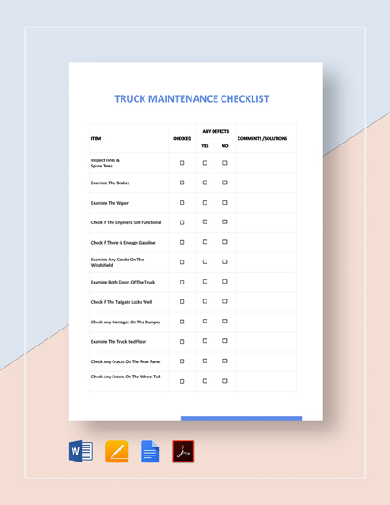 FREE Maintenance Checklist Template - Download in Word, Google Docs ...