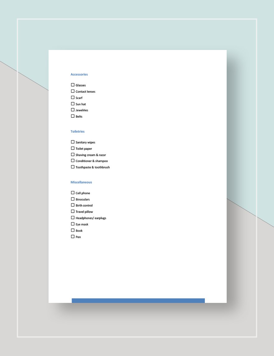 Vacation Packing Checklist Template