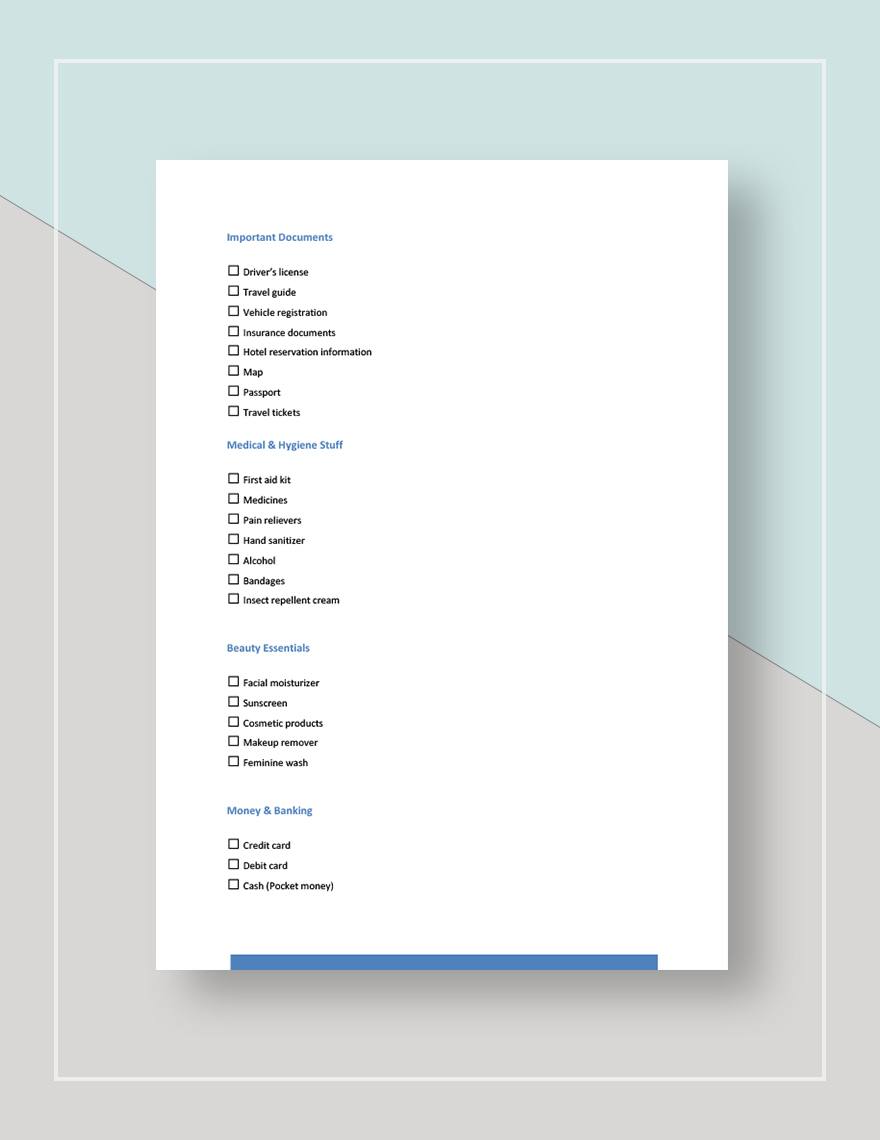 Vacation Packing Checklist Template in Word Pages PDF Google Docs