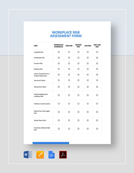 Risk Assessment Form Template Mom