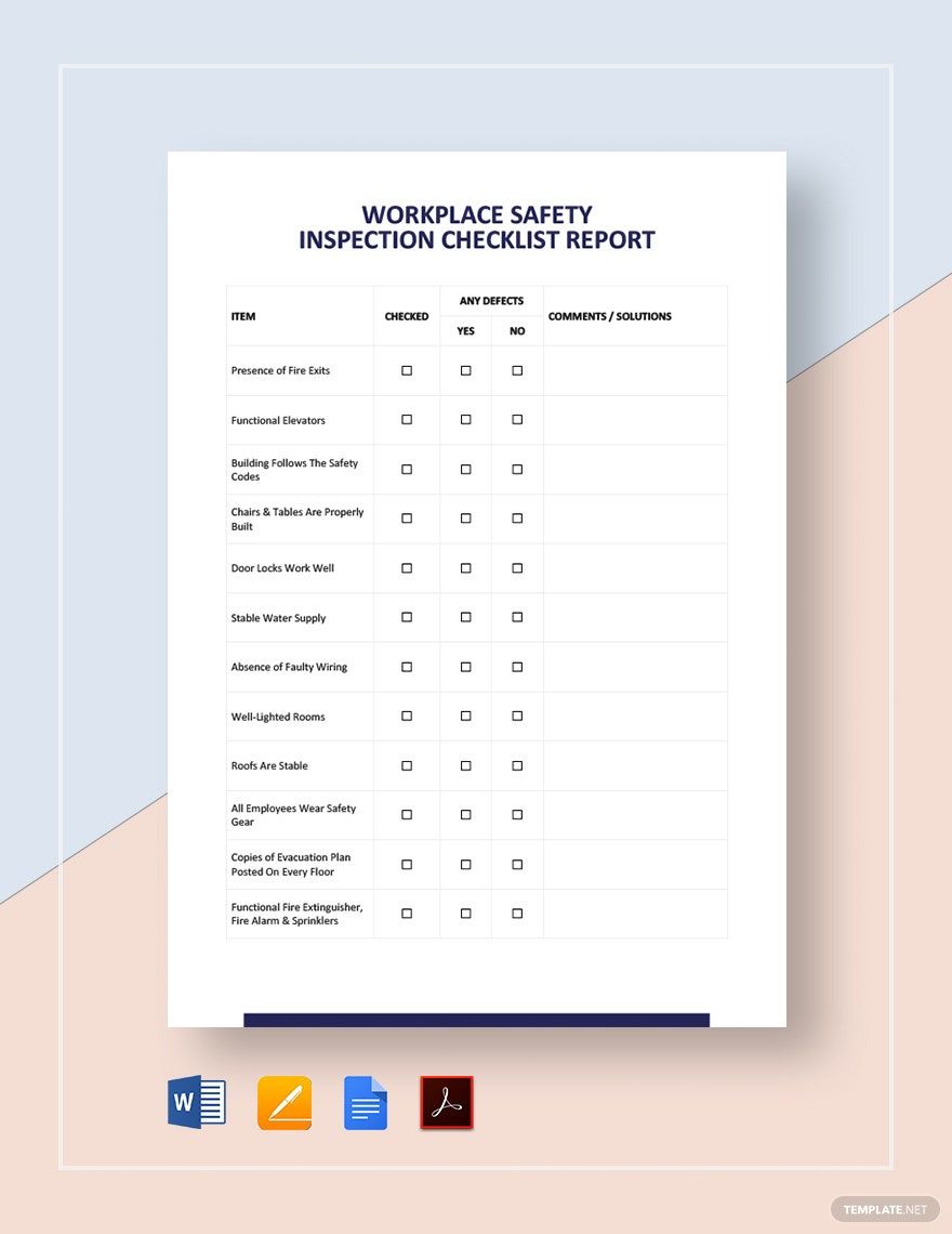 Workplace Safety Inspection Checklist Template