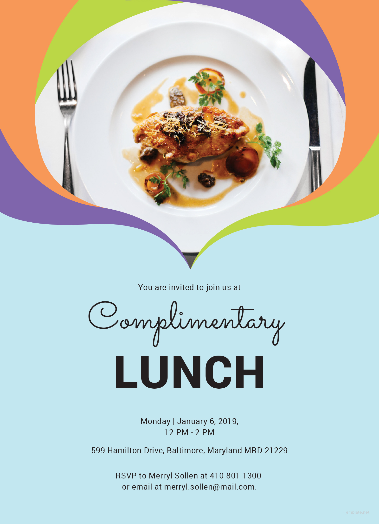 Free Complimentary Lunch Invitation Template in MS Word, Publisher