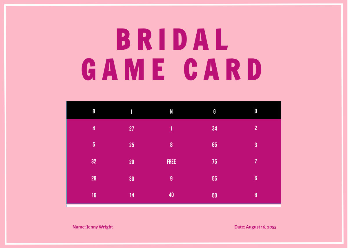 Bridal Game Card Template - Edit Online & Download