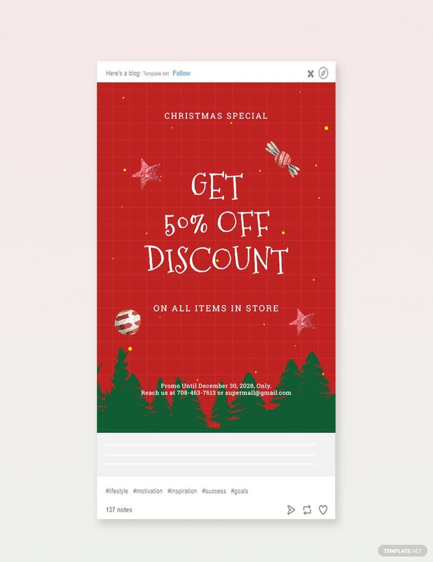 Holiday Off Discount Sale Tumblr Post Template