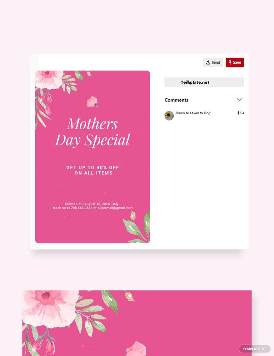 Mothers Day Special Sale Pinterest Pin Template in PSD