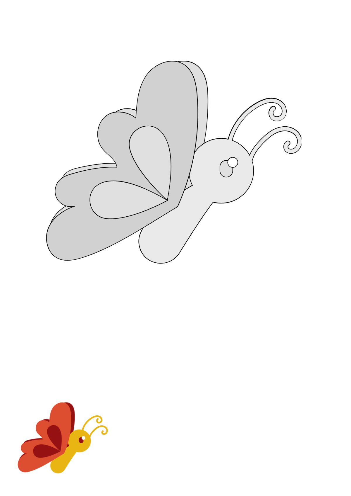 Butterfly Cartoon Coloring Page Template