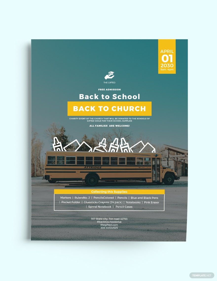 Back To School Church Flyer Template