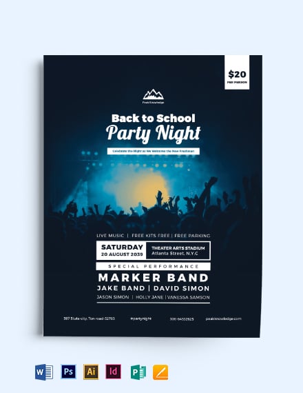 back to school party flyer template