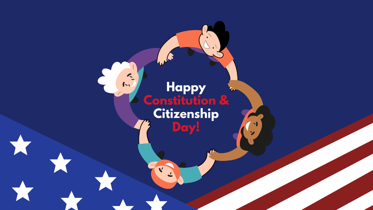 Free Constitution and Citizenship Day Cartoon Background Template