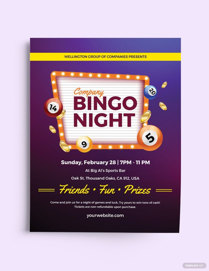 Bingo Game Flyer Template in Word, Google Docs, Illustrator, PSD, Apple Pages, Publisher, InDesign