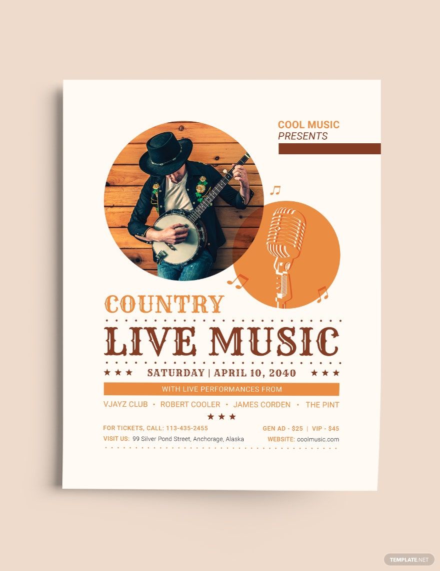 Country Live Flyer Template in Word, Google Docs, Illustrator, PSD, Apple Pages, Publisher, InDesign