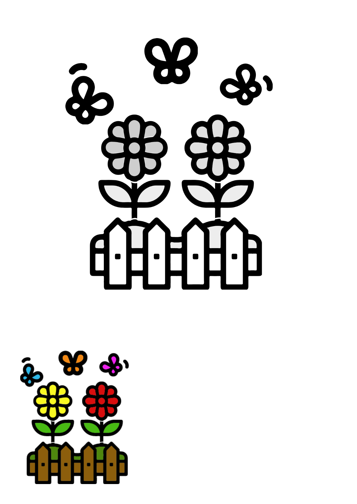 Butterfly Garden Coloring Page Template
