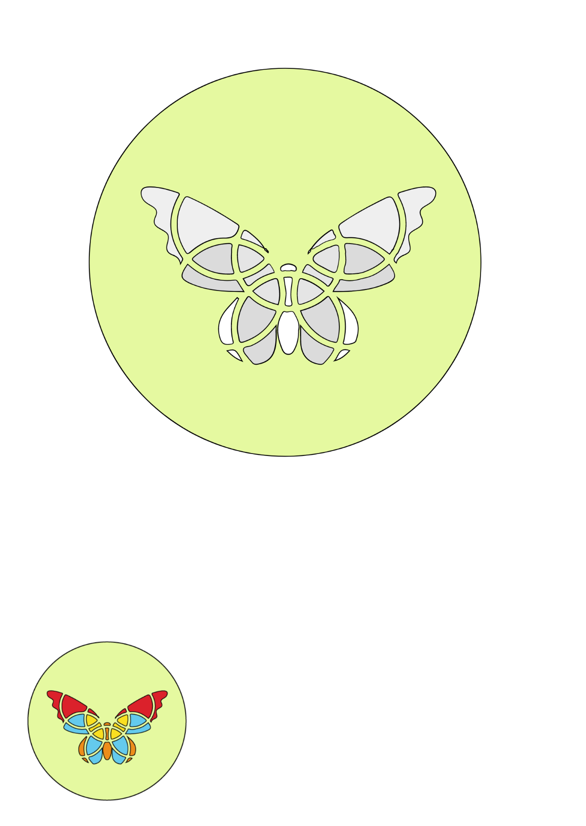 Butterfly Mosaic Coloring Page Template