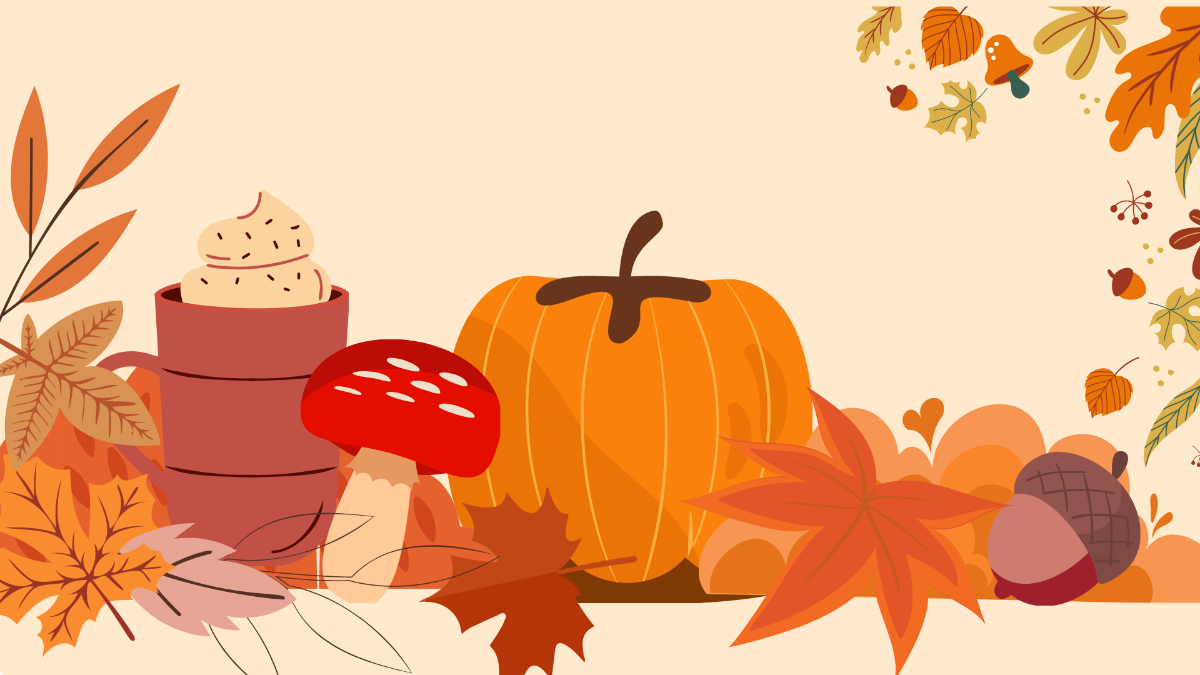 Personalize online this Cute Hand-drawn Scenic Fall Desktop Wallpaper  template