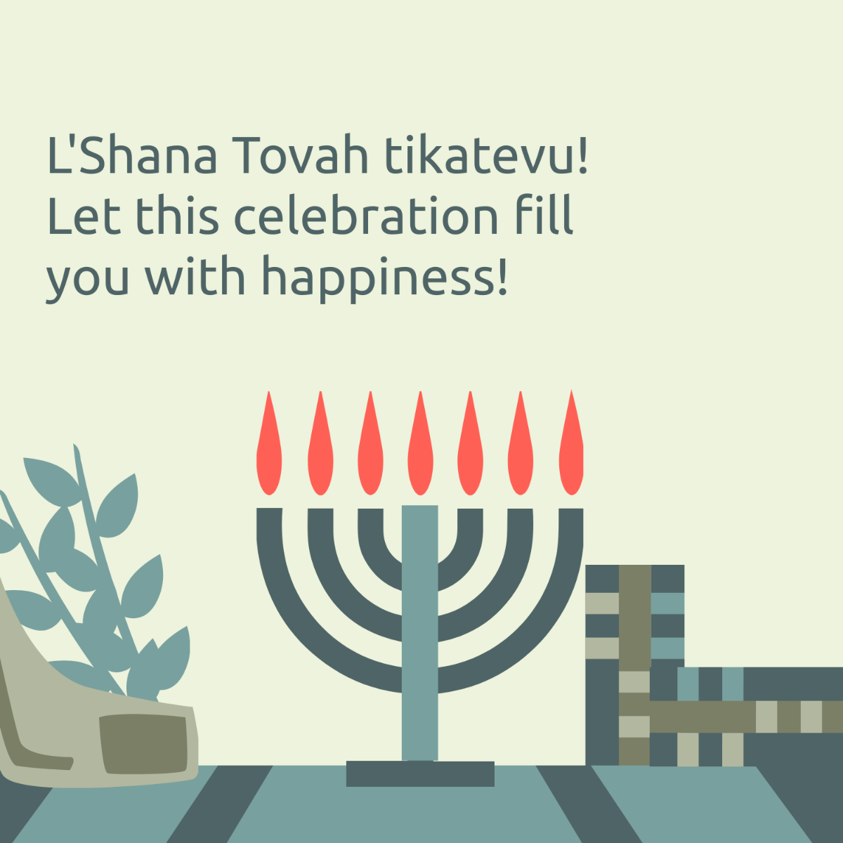 Rosh Hashanah Greeting Card Vector Template