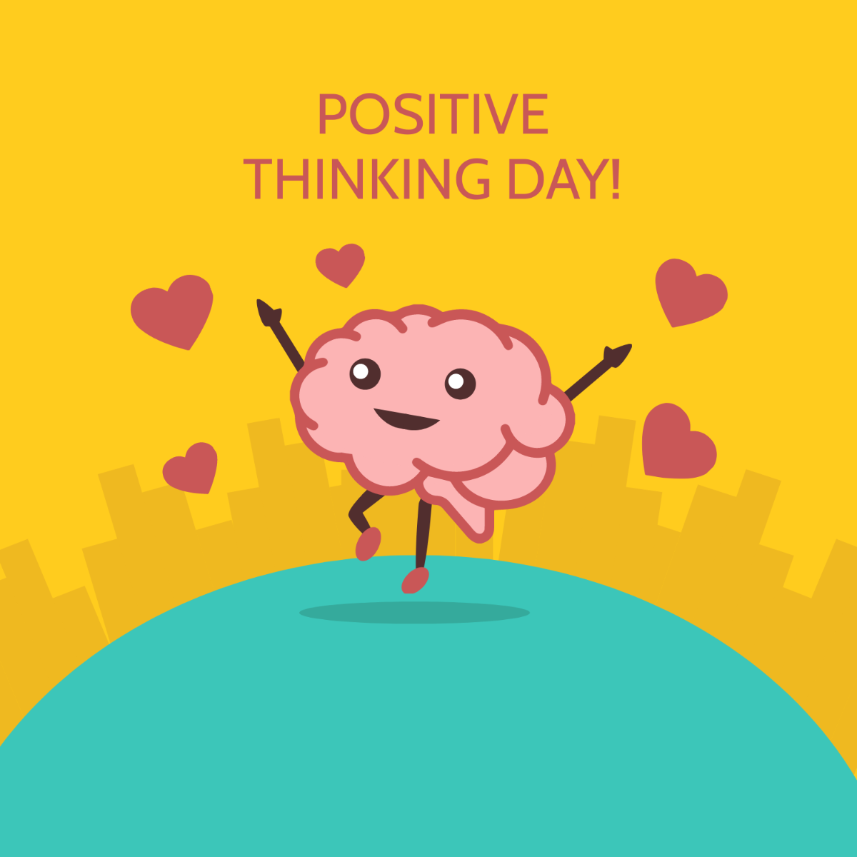 Positive Thinking Day Cartoon Vector Template