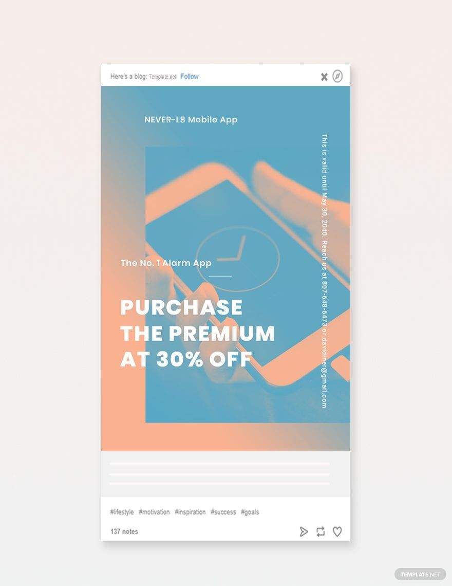 Mobile App Promotion Tumblr Post Template
