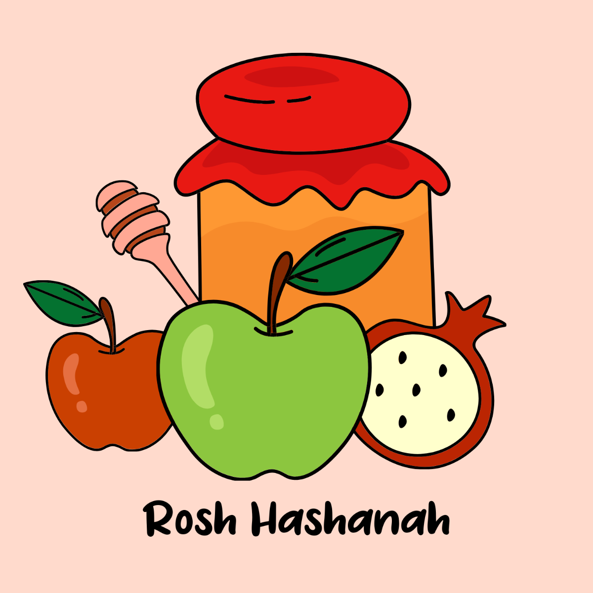 Rosh Hashanah Cartoon Vector Template