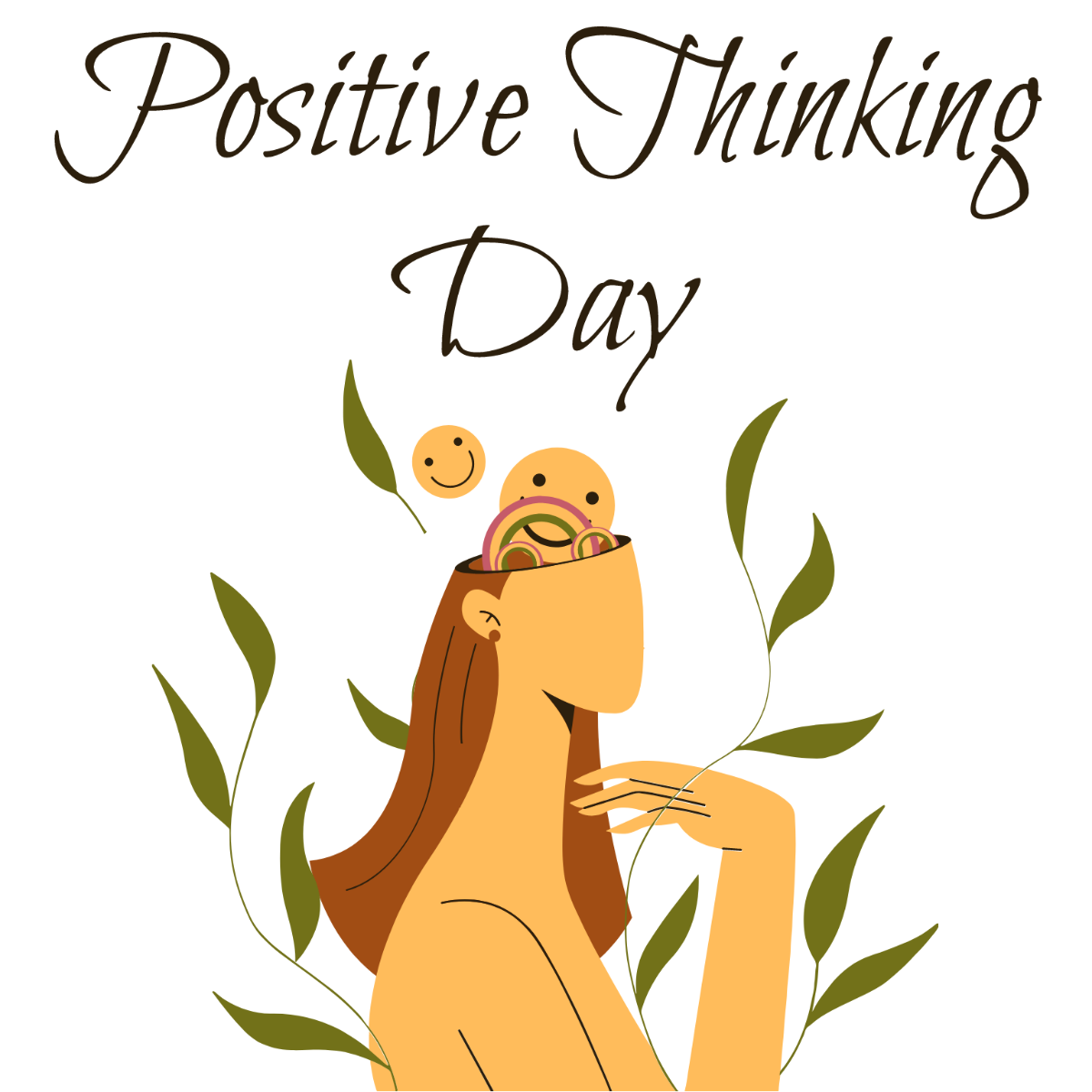 Positive Thinking Day Illustration Template