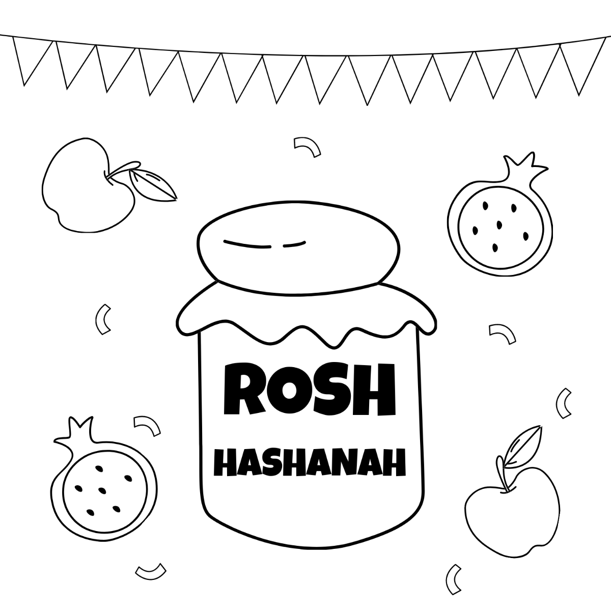 Rosh Hashanah Drawing Vector Template