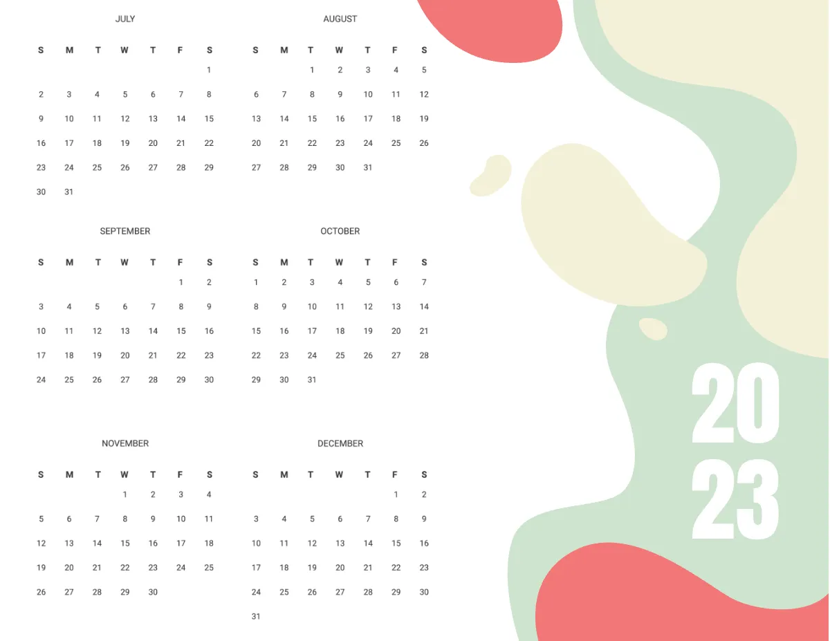 Free Blank Year 2023 Calendar Template to Edit Online