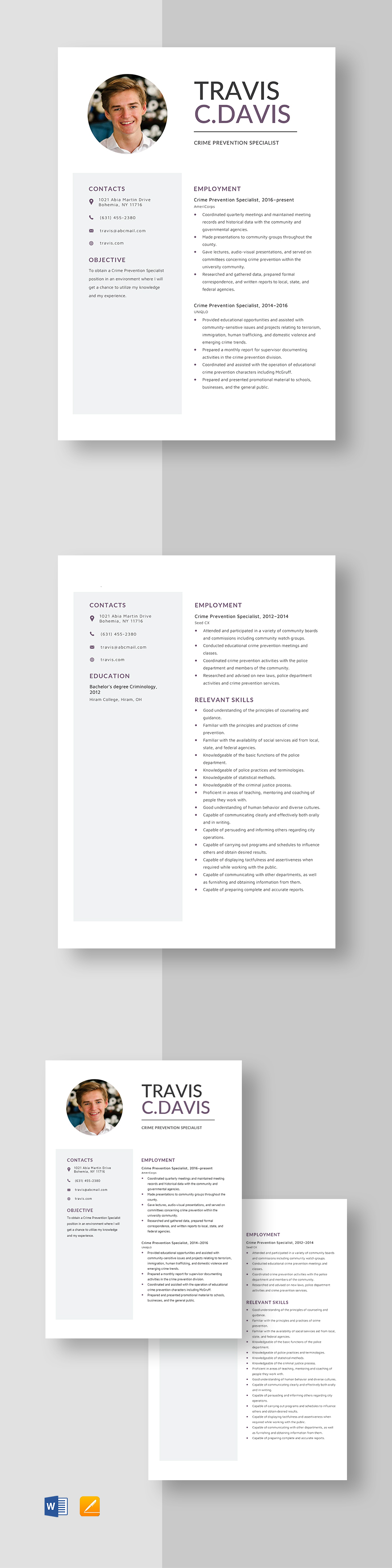 Free Crime Prevention Specialist Resume Template