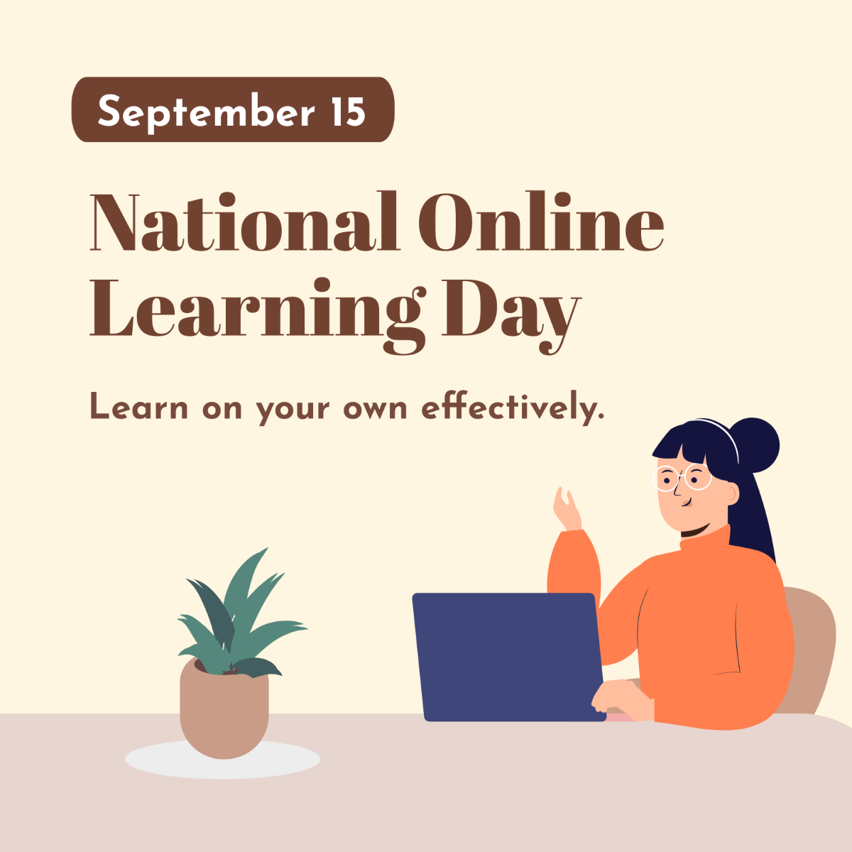 Free National Online Learning Day Whatsapp Post Template