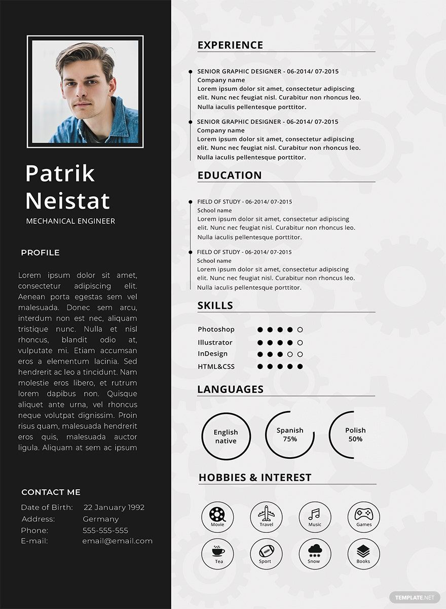 Mechanical Engineer Resume in Word, PSD, Apple Pages, Publisher
