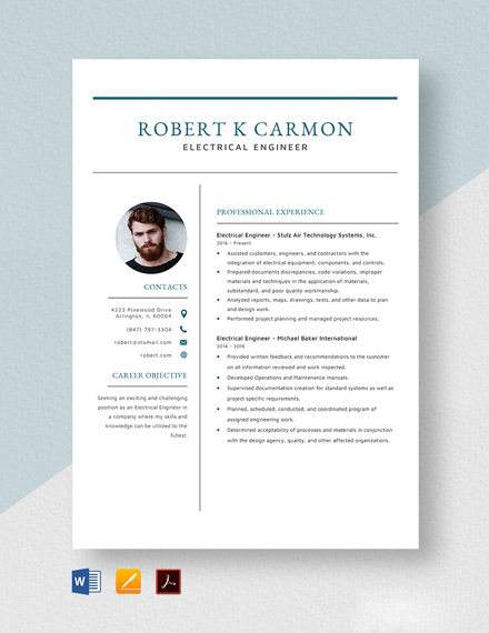 Download 6+ Electrical Engineer Resume Cv Templates - Word 