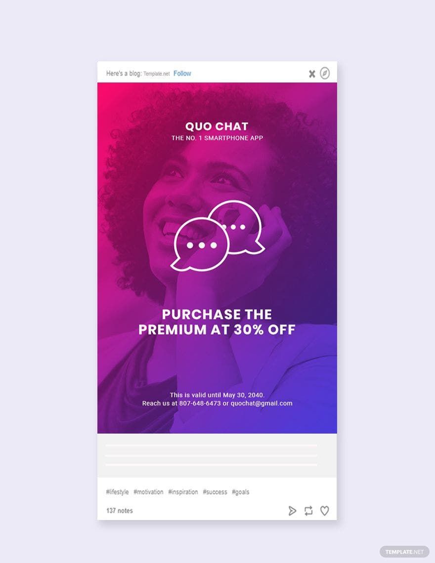 Chat App Promotion Tumblr Post Template in PSD
