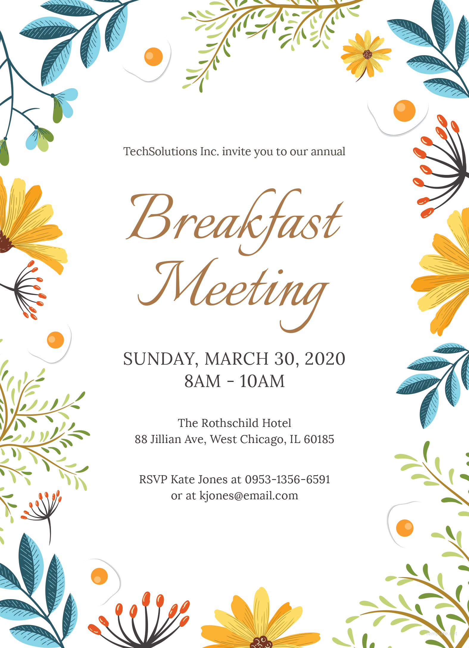 Free Corporate Breakfast Invitation Template In MS Word Publisher 