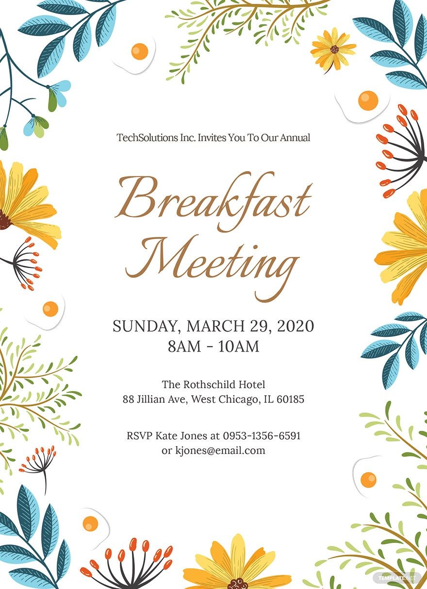 Free Breakfast Invitation Templates, Editable and Printable