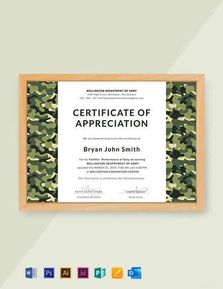 Free Army Certificate of Appreciation Template